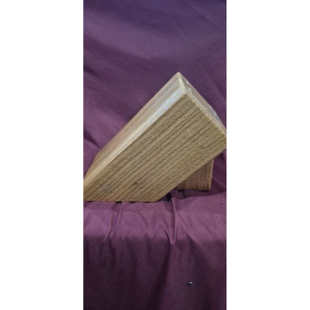 Cutco Honey Oak Wood Knife Block Holder Empty 5 Slot Vintage Kitchen Counter
